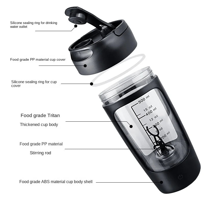 Electric Protein Shaker Bottle – USB Rechargeable Blender