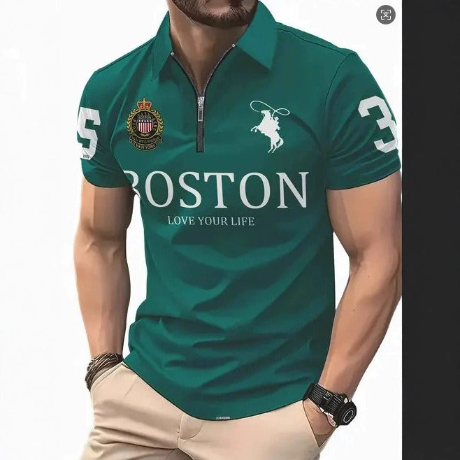 Men's 3D Print Zip Polo Shirt – Sizes S–6XL