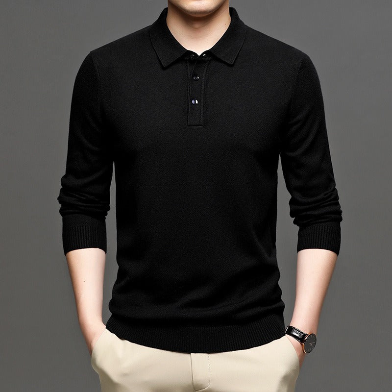 Men's Lapel Knit Pullover Sweater – Smart Casual Sweater
