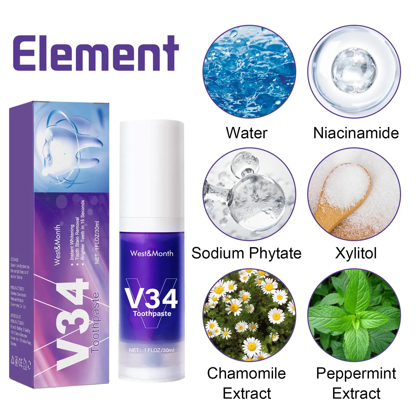V34 Tooth Cleaning Mousse – Whitening & Gum Care