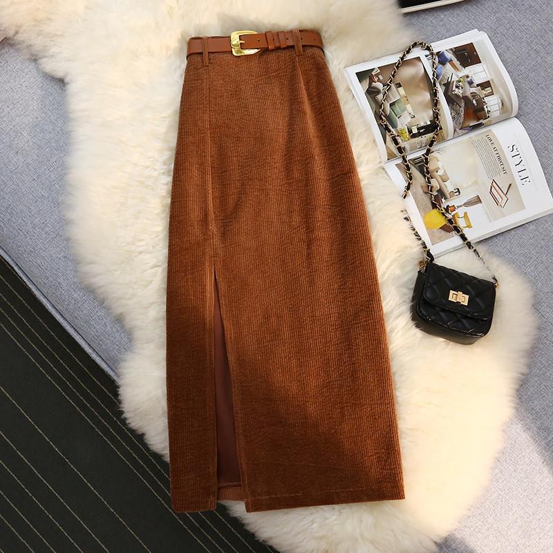 High Waist Corduroy A-Line Skirt – Women's Fashion
