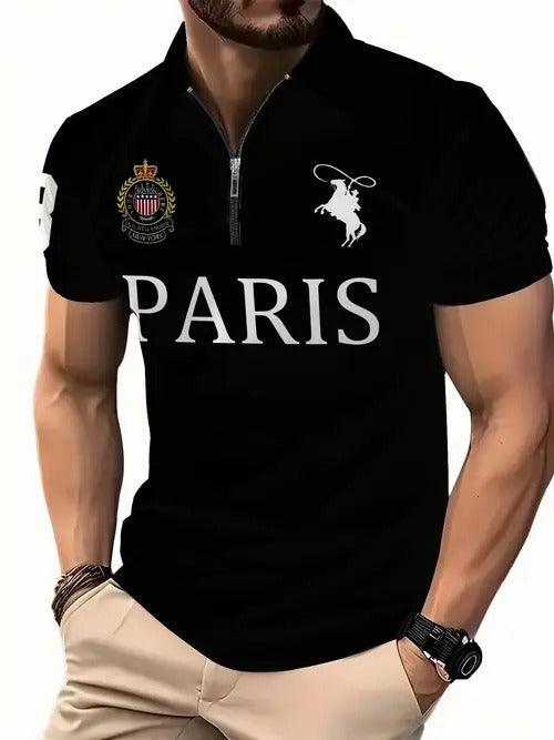 Men's 3D Print Zip Polo Shirt – Sizes S–6XL