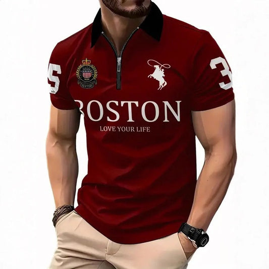 Men's 3D Print Zip Polo Shirt – Sizes S–6XL