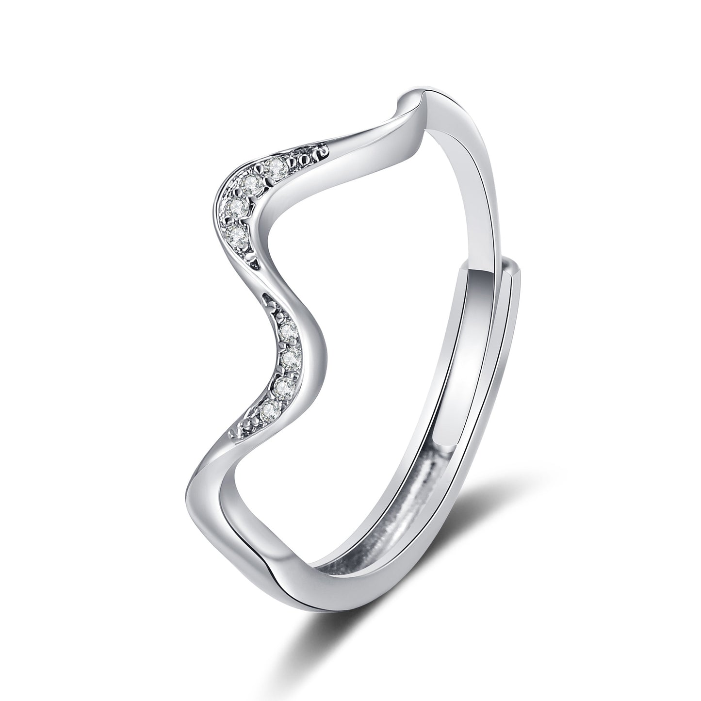 Water Wave Silver Ring – Adjustable Geometric Fashion Ring