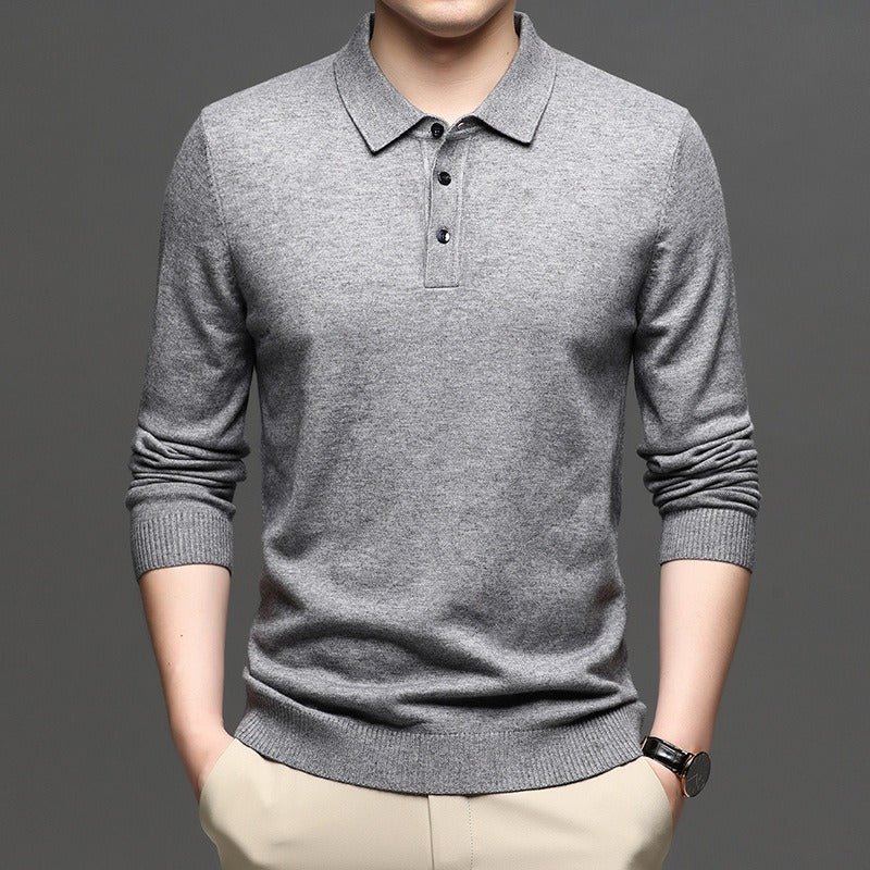 Men's Lapel Knit Pullover Sweater – Smart Casual Sweater