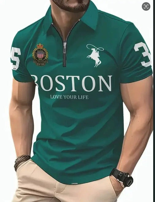 Men's 3D Print Zip Polo Shirt – Sizes S–6XL