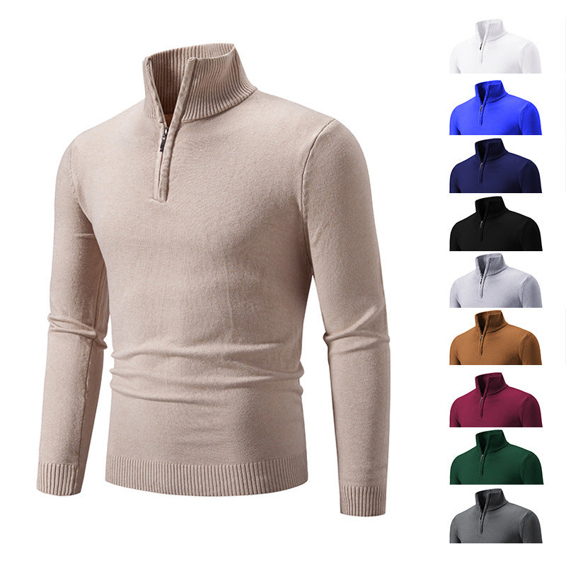 Men's Fleece Mock Neck Zip Sweater – Sizes S–3XL