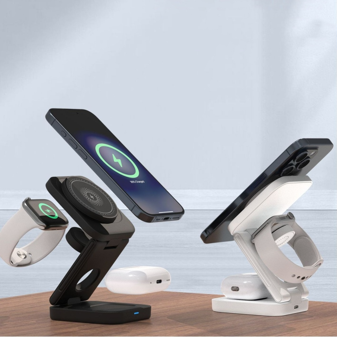 3-in-1 Magnetic Wireless Charger – iPhone, Watch & AirPods