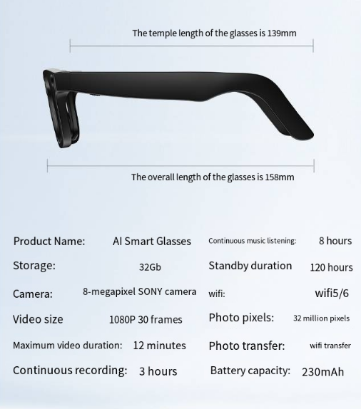 AI Camera Smart Glasses – Wearable Tech Eyewear