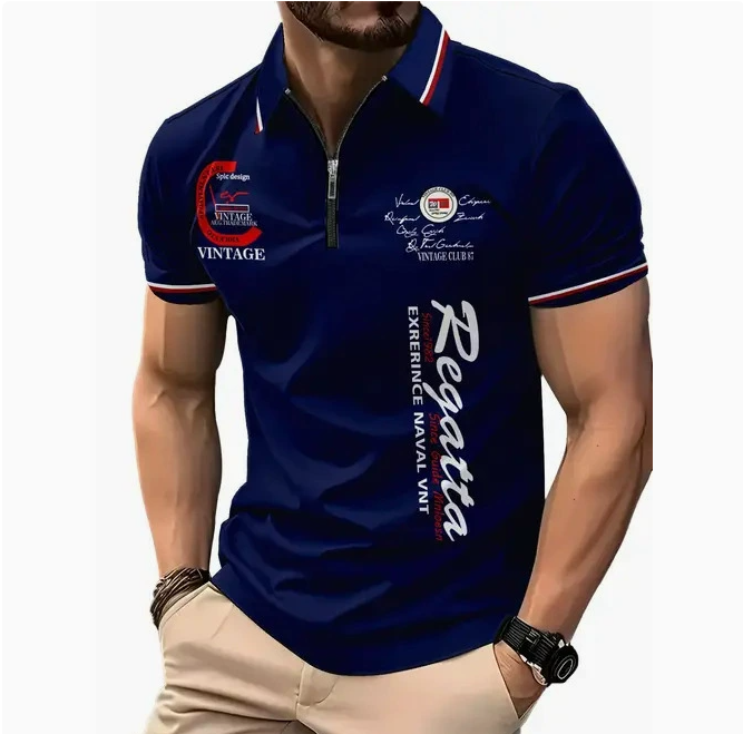 Men's 3D Print Zip Polo Shirt – Sizes S–6XL