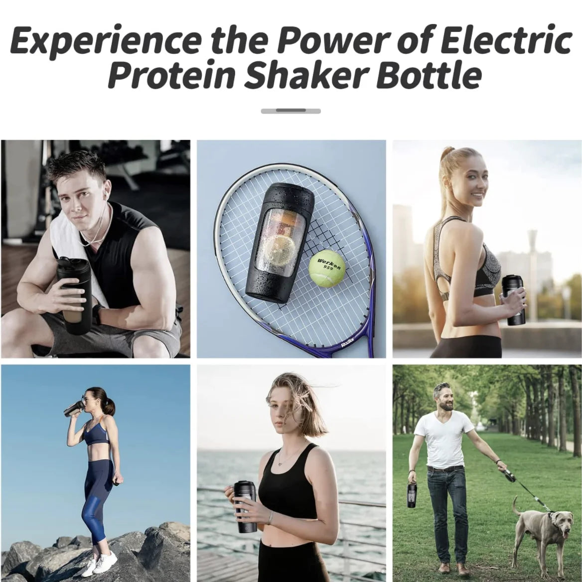 Electric Protein Shaker Bottle – USB Rechargeable Blender