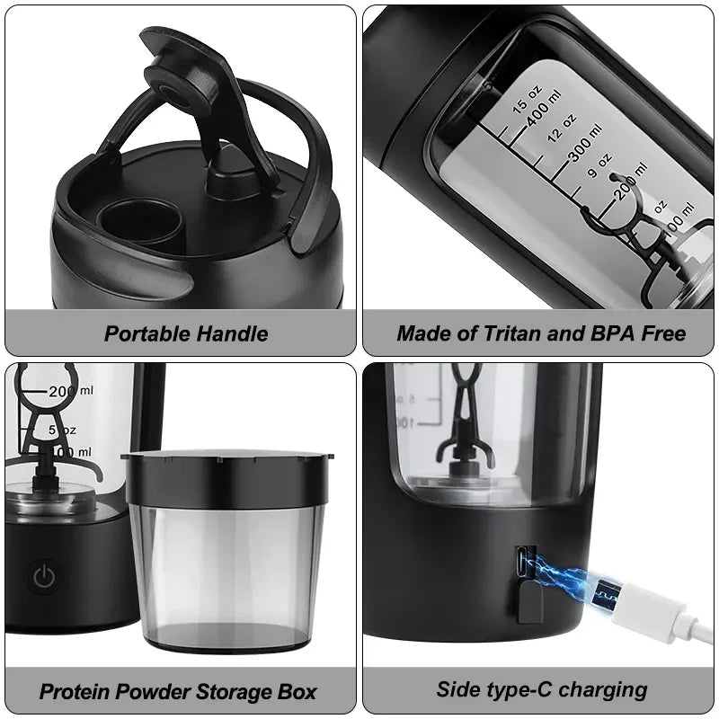 Electric Protein Shaker Bottle – USB Rechargeable Blender