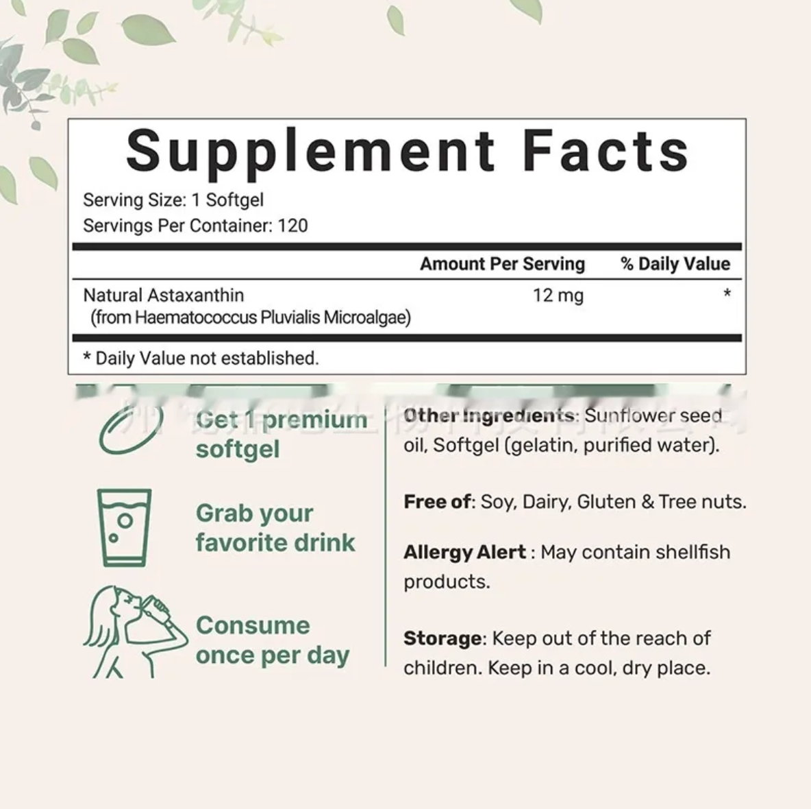 Astaxanthin Capsules – 120 Softgels Antioxidant Support
