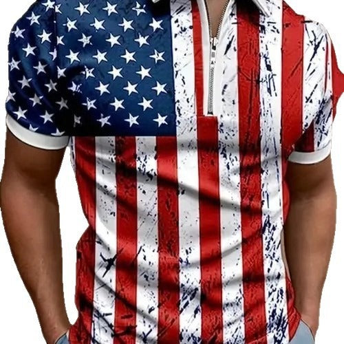 Men's 3D Print Zip Polo Shirt – Sizes S–6XL