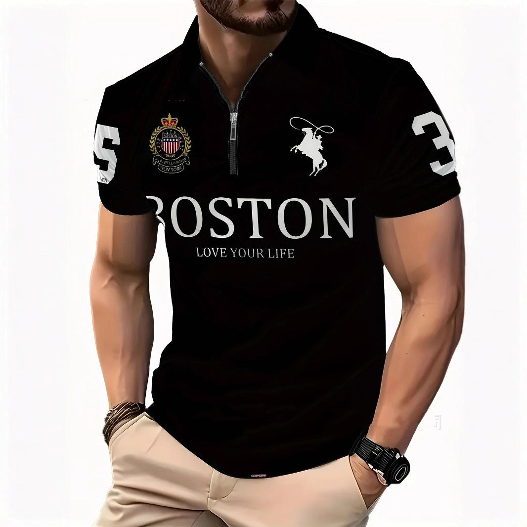 Men's 3D Print Zip Polo Shirt – Sizes S–6XL
