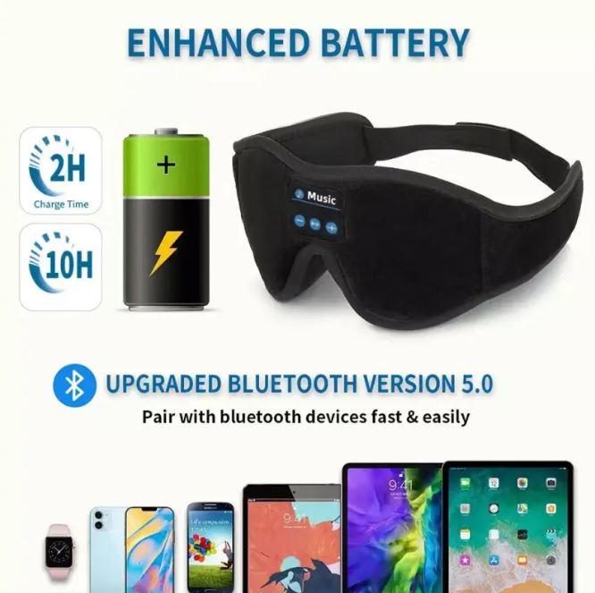 3D Bluetooth Sleep Eye Mask – Music & Total Blackout