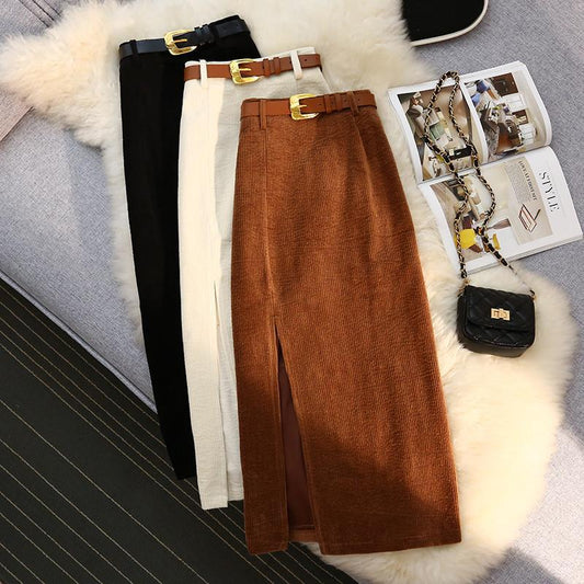 High Waist Corduroy A-Line Skirt – Women's Fashion