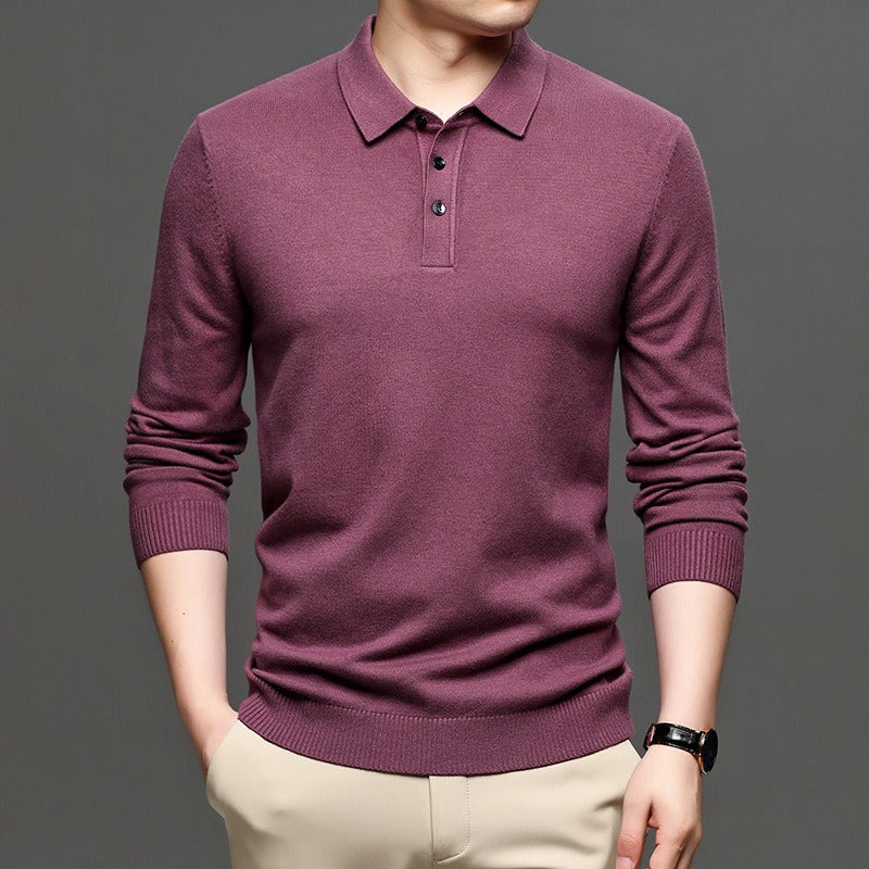 Men's Lapel Knit Pullover Sweater – Smart Casual Sweater