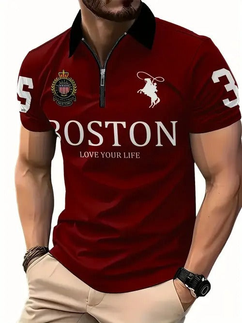 Men's 3D Print Zip Polo Shirt – Sizes S–6XL