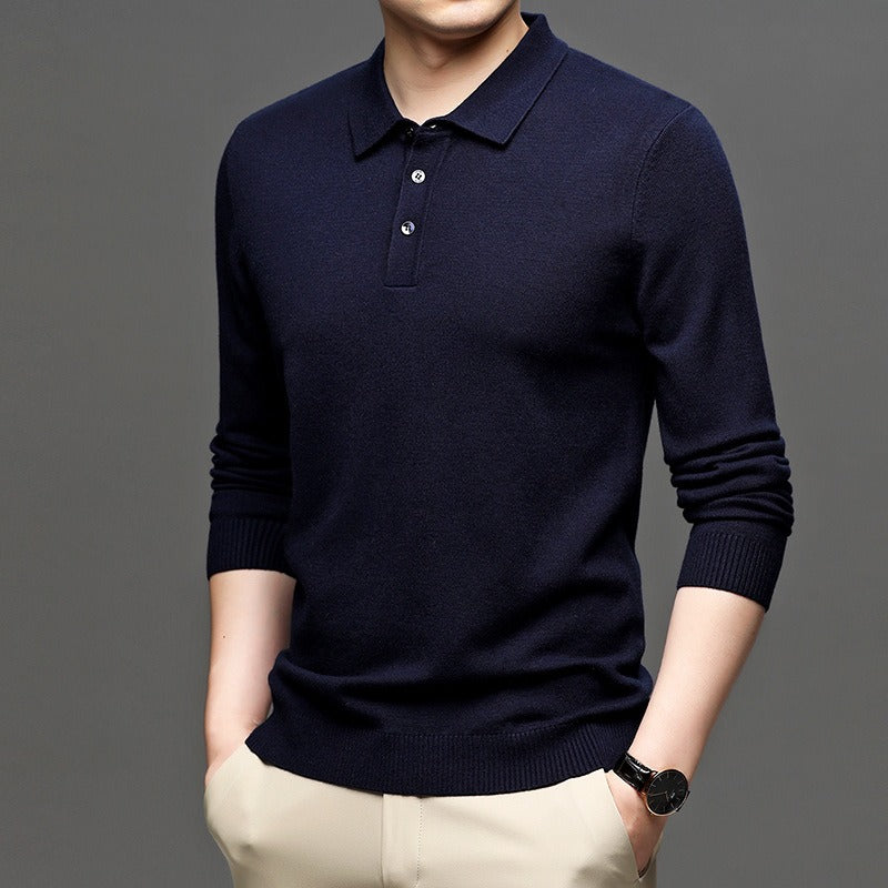 Men's Lapel Knit Pullover Sweater – Smart Casual Sweater